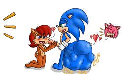 amy_rose archie_comics black_nose blue_body blue_eyes blue_hair breasts brown_body chipmunk cock_vore eyelashes female green_eyes ground_squirrel hair hedgehog male male_pred male_predator midnightowlart navel nipples penis red_hair sally_acorn sonic_(series) sonic_the_hedgehog sonic_the_hedgehog_(archie) sonic_the_hedgehog_(comics) sound_effects tan_body vore