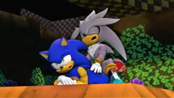 3d anthro black_nose blue_body blue_hair closed_eyes duo gay gloves green_eyes grey_body grey_hair hair hedgehog male male/male pichuroy sex silver_the_hedgehog sonic_(series) sonic_the_hedgehog yaoi