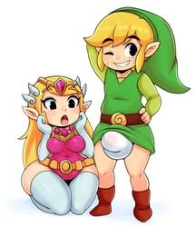 1boy 1boy1girl 1girls alternate_breast_size big_penis blonde_hair bottom_heavy bulge light-skinned_female light-skinned_male light_skin link looking_at_partner male/female matospectoru nintendo penis penis_awe penis_under_clothes princess_zelda shortstack small_but_hung the_legend_of_zelda the_wind_waker thick_thighs thighs toon_link toon_zelda video_games whitewashed wide_hips wind_waker wink young