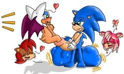 amy_rose anthro archie_comics barefoot bat blue_eyes brown_body chipmunk chiropteran cock_vore cum_transformation green_eyes handwear hedgehog melting midnightowlart penis pink_body pink_hair red_hair rouge_the_bat sally_acorn sonic_(series) sonic_the_hedgehog tan_body transformation vore white_body white_hair willing_vore