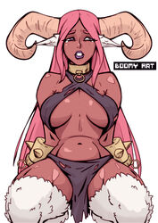 big_breasts big_nipples boomy boomy brown_hair demon demon_girl demon_horns horns succubus