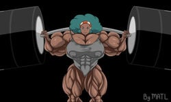 breasts clitoris dark-skinned_female dark_skin hyper_muscles lenora_(pokemon) matl muscular_female nipples_visible_through_clothing pokemon pussy_visible_through_clothes