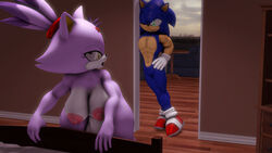 3d anthro anus balls blaze_the_cat blue_body domestic_cat forehead_jewel furry futanari gem half-closed_eyes hedgehog herm intersex male penis purple_body purple_hair pussy raised_tail sega smile sonic_(series) sonic_the_hedgehog sonicthebitch white_body yellow_eyes