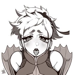 1girls blush clothed clothed_female crying crying_with_eyes_open female female_focus female_only fire_emblem fire_emblem_fates fully_clothed hair_ribbon happy_tears heart-shaped_pupils human looking_at_viewer monochrome open_mouth scarlet_(fire_emblem) short_hair signature simple_background snot snot_bubble solo solo_female solo_focus sweaty_socks_(artist) tearing_up tongue tongue_out very_short_hair watermark white_background