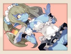 1girls blonde_hair breasts disgaea disgaea_5 exposed_breasts exposed_pussy female maid maid_(disgaea) maid_uniform nipples nippon_ichi_software no_bra no_panties pussy solo upskirt zombie zombie_girl