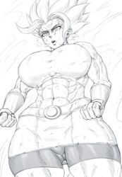 1girls abdomen abs belt big_breasts breasts clothed clothing dno dragon_ball dragon_ball_super female kale kale_(berserker) legendary_super_saiyan muscles muscular muscular_female saiyan short_hair sketch spiky_hair super_saiyan super_saiyan_2 sweat tight_clothing underwear