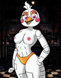 animal_humanoid breasts chest five_nights_at_freddy's five_nights_at_freddy's:_sister_location freddy_fazbear's_pizzeria_simulator funtime_chica_(fnaf) horny horror nipples nude robot robot_girl robot_humanoid sashadexduderus sister_location smile upper_body white_body white_skin