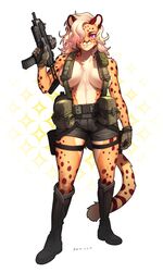 1girls alexandra_(velocitycat) animal_ears anthro blonde_hair boots cheetah countershading felid female female_only firearm fur furry furry_fetish furry_only garter gloves gun hair_over_one_eye holding_weapon long_hair looking_at_viewer no_bra pantherine pgm300 purple_hair schewiener shorts solo solo_female spotted_fur very_high_resolution weapon white_background yellow_fur