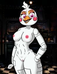 animal_genitalia animal_humanoid animal_pussy body breasts chest female five_nights_at_freddy's five_nights_at_freddy's:_sister_location freddy_fazbear's_pizzeria_simulator funtime_chica_(fnaf) happy nude nude_female pizzeria pussy robot robot_girl robot_humanoid sashadexduderus smile white_body white_skin