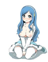 blue_eyes blue_hair breasts breasts_out himouto!_umaru-chan hyooonoir looking_at_viewer nipples simple_background tachibana_sylphynford white_background