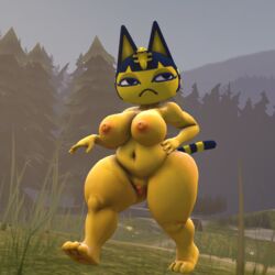 2021 3d animal_crossing ankha belly big_breasts big_nipples blue_eyes blue_hair breasts cat_ears cat_tail chubby chubby_female daybreaksfm feline female female_focus female_only forest furry furry_only huge_breasts nintendo nipples nude nude_female nudity orange_nipples outdoors outside paws public public_nudity puffy_nipples puffy_pussy sfm shortstack source_filmmaker tail thick thick_thighs thighs walking wide_hips yellow_fur