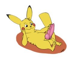 5:4 alpha_channel animal_genitalia animal_penis canine_penis fur furry furry_only genitals hi_res knot looking_at_genitalia looking_at_penis lying male male_only nintendo penis pikachu pokémon_(species) pokemon semi-anthro solo tail vanzard video_games yellow_body yellow_fur