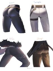 4boys ass ass_focus childe_(genshin_impact) clothed diluc_(genshin_impact) from_behind genshin_impact kaeya_(genshin_impact) male_only miryoryo9 multiple_boys pants skin_tight tartaglia_(genshin_impact) tight_pants zhongli_(genshin_impact)