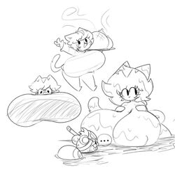 animal_crossing anthro breast_expansion dewbber furry lolly_(animal_crossing) marshal_(animal_crossing) nintendo no_color size_difference sketches