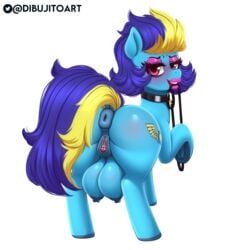 1:1 1girls alpha_channel anus blue_angel_(oc) collar crotchboobs dibujito equid female female_only feral furry genitals hasbro hi_res huge_crotchboobs leash mammal my_little_pony partially_clothed ponut presenting_hindquarters pussy rear_view solo