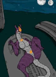 2021 5_fingers anthro anus ass big_breasts blackdragon4444 breasts curvy_figure daravexya deity dragon fangs female fingers fire gem genitals grass grey_body grey_scales hi_res horn hourglass_figure long_tail moon non-mammal_breasts plant purple_body purple_scales pussy reptile scales scalie scar solo space_dragon star the_mystic_golden_flame thick_thighs wide_hips