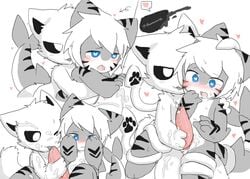 black_eyes blue_eyes blush blushing changed_(video_game) changed_fan_artist cum cum_on_body cum_on_face cum_on_penis cute furry grey_fur heart heart-shaped_pupils heart_eyes latex male shark_(changed) squid_dog_(changed) tentacle tentacles tiger_shark_(changed) white_fur yaoi
