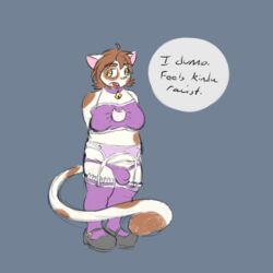 1:1 anthro bulge cat_lingerie clothed clothing crossdressing domestic_cat dynamitegrizzly_(artist) felid feline felis footwear lingerie male mammal mary_janes roger_mello shoes solo text turkish_van