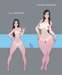 2girls 5_toes \m/ aged_down aged_up bikini_tan black_hair blue_eyes breasts cleft_of_venus clitoral_hood completely_nude cyan_eyes dark_hair dark_nipples external_oblique eyeshadow female female_only front_view full_body gardnerverse gesture glistening_hair hand_on_hip height_difference horns_sign inguinal_ligament innie_pussy knees large_breasts larger_female legs_together lilly_brighten long_hair mature_female milf mother_and_daughter multiple_girls natasha_brighten navel_chain navel_piercing nipple_bar nipple_piercing nipples no_pubes nude oblique_edge oyakodon pelvic_line purple_lipstick purple_nails purple_toenails pussy shaped_pubic_hair shiny_hair sign_of_the_horns signature size_difference slim_waist small_breasts smaller_female spread_legs straight_hair subtle_pussy tan tanline tanlines thedirtymonkey thin_waist toes vulva wasp_waist wet_hair wide_hips younger_female