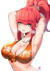 1girls bra breasts kenron_toqueen orange_hair sweat tomatita