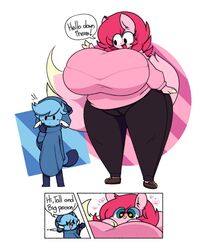 anthro blue_fur dewbber dewott furry pink_hair pokemon pokemon_(species) size_difference stars_in_eyes tail text tusks_(dewbber)