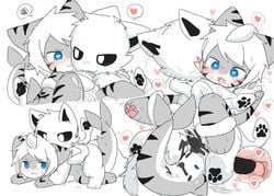 black_penis changed_(video_game) changed_fan_artist changedtiger cum cute doggy_style furry gay genital_slit grey_fur handholding heart heart_eyes latex sex shark_(changed) squid_dog_(changed) tail tiger_shark_(changed) white_fur yaoi
