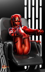 1girls 3d darth_hell darth_talon female female_focus female_solo nude nude_female pussy realistic red_skin sith sith_lady star_wars star_wars:_legacy twi'lek yellow_eyes