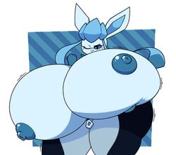 1girls anthro breast_expansion breasts dewbber furry game_freak glaceon nintendo pokemon pokemon_dppt zipper