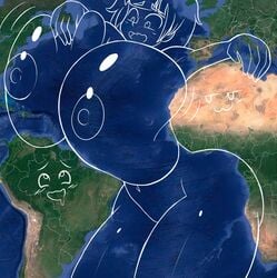 1girls aladeen atlantic_ocean atlantic_ocean-chan breasts colossal_breasts earth geography gigantic_breasts huge_breasts meme nipples outline personification sea tagme