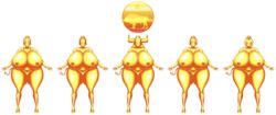 areolae ass beige_skin big_ass big_breasts black_eyes black_hair bluebullpen breasts chichi commission daughter dragon_ball dragon_ball_gt dragon_ball_super dragon_ball_z empty_eyes female gold gold_statue milf mind_control mother_and_daughter nipples statue thong topless year_of_the_ox