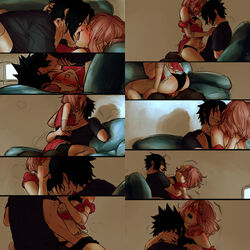 black_hair blush breast_sucking ceejss cowgirl_position french_kiss kissing male_blushing moaning naruto naruto:_the_last naruto_shippuden on_sofa pink_hair pleasure_face sakura_haruno sasuke_uchiha vaginal_penetration