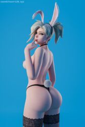 1girls 3d ass big_ass blender blonde_hair blue_eyes bubble_ass bubble_butt bunny_ears bunny_tail choker female female_only finger_in_mouth finger_to_mouth large_ass light-skinned_female light_skin looking_at_viewer looking_back looking_over_shoulder mercy nipples overwatch pale-skinned_female pale_skin plain_background ponytail seductive_look smile solo soundchaser128 stockings teasing thighhighs thong topless