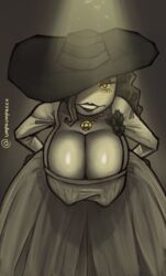 alcina_dimitrescu big_breasts breasts cleavage female_only finn615 hat huge_breasts large_breasts looking_at_viewer milf resident_evil resident_evil_8:_village vampire white_body yellow_eyes