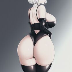 ai_generated ass big_ass big_breasts breasts latex nier:_automata pale-skinned_female solo solo_female stable_diffusion yo_dayo_(ai) yorha_2b