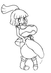 1futa arle_nadja armored_dress balls bangs breasts clothed clothing flaunting futa_only futanari huge_balls huge_breasts huge_cock human hyper hyper_breasts hyper_penis madou_monogatari monochrome partially_clothed penis precum presenting_penis puyo_puyo puyo_puyo_fever sega shaking_penis showing_off skeleton_(artist) skirt skirt_lift smug solo standing testicles