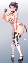 1girls absurd_res animal_ears animal_print areola areolae bangs bare_shoulders bell bell_collar bikini black_footwear black_gloves blue_eyes blunt_bangs blush bottle breasts clavicle cleavage collar cow_bell cow_ears cow_girl cow_horns cow_print cow_print_legwear cow_tail cowbell elbow_gloves erect_nipples erect_nipples_under_clothes fake_animal_ears fake_horns fake_tail female full_body gloves gradient gradient_background grey_background hair_ornament hairclip hand_on_own_thigh hand_on_thigh hi_res high_heels horns hourglass_figure huge_breasts kawase_seiki kirigaya_suguha knees_together knees_together_feet_apart leaning_forward legwear linea_alba looking_at_viewer milk_bottle navel nipples nipples_visible_through_clothing print_legwear see-through shoes short_hair side-tie_bikini sideboob simple_background slim_waist smile solo standing sweat sweatdrop swimsuit sword_art_online tail thick_thighs thighhighs thighs underboob wet wet_clothes wide_hips