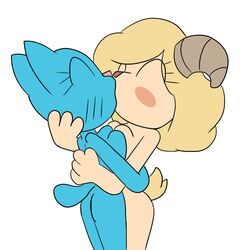 adorable ass blonde_hair blue_body cartoon_network chi_chi's_mom cute domestic_cat female/female goat hair kissing lesbian mepwep milf nicole_watterson nude peace tan_body the_amazing_world_of_gumball yuri