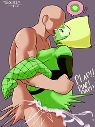 1boy 1girls 2021 alien alien/human alien_girl artist_name cartoon_network creampie cum cum_inside dated female forehead_jewel gem_(species) glasses green_skin human impregnation interspecies male male/female male_penetrating_female ovum peridot_(steven_universe) plap sex stand_and_carry_position steven_universe tongue tongue_out tool01k