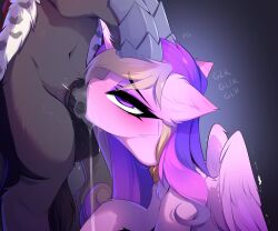 2022 absurd_res deep_throat duo equid equine eye_roll fellatio female female_focus feral friendship_is_magic genitals hasbro hi_res king_sombra_(mlp) magnaluna male male/female mammal my_little_pony oral penile penis princess_cadance_(mlp) sex simple_background solo_focus somdance text