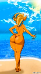 anthro ass bandicoot beach big_butt blonde_hair chaosknight_1 crash_(series) crash_bandicoot_4:_it's_about_time female hair humanoid mammal marsupial multicolored_hair pirate_tawna seaside solo tawna_bandicoot tawna_bandicoot_(crash_4) thong video_games