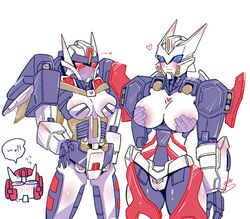 alien alien_girl areola areolae big_areola big_breasts blue_eyes blush blushing breasts cocododoco deadlock_(transformers) drift_(transformers) female female_only machine mechanical partially_clothed ratchet_(transformers) red_eyes robot robot_girl rule_63 small_breasts transformers transformers_idw