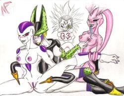 breasts cell_(dragon_ball) dragon_ball dragon_ball_z female freeza frieza genderswap humanoid majin majin_buu maujenfijeta perfect_cell pink_skin rule_63 straight_hair