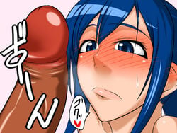 1boy 1girls aozoraichi blue_hair dark-skinned_male dark_penis dark_skin ikari_warriors interracial king_of_fighters leona_heidern male snk straight tagme