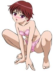 bra digimon digimon_data_squad digimon_savers female female_only fujieda_yoshino panties squatting underwear