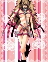 air_gear bangs bikini blonde_hair boots breasts cameltoe collar cosplay female female_only garter_straps garters hair_over_eyes hentai_mask hips legs long_hair mizinko500002415668 navel noyamano_ringo noyamano_ringo_(cosplay) one_piece pink sadi-chan sadi_(one_piece) shitara_(kaimetsu_joutai) straight_hair swimsuit tongue underboob walking