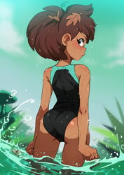 1girls 2020s 2021 amphibia anne_boonchuy ass brown_skin cameltoe dark-skinned_female dat_ass disney disney_channel female female_only female_protagonist jcm2 leaves_in_hair one-piece_swimsuit outdoors short_hair solo solo_female swimsuit teenage_girl teenager thai water wet young