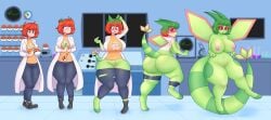 ass_expansion breast_expansion eye_color_change female flybeeth flygon hair_color_change hair_growth large_breasts lip_expansion navel nipples pokemon pokemon_(species) skin_color_change species_transformation thick_thighs thigh_expansion transformation transformation_sequence wide_hips