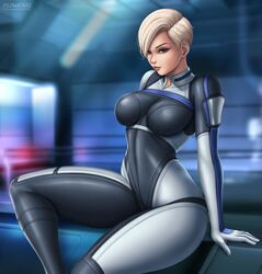 1girls big_breasts bioware blonde_hair cora_harper female female_only flowerxl mass_effect mass_effect_andromeda short_hair thick_thighs very_short_hair wide_hips