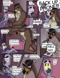 afrotropical_parrot avian bed bedroom bird clothing comic dialogue disney ducktales ducktales_(2017) duo english_text falcon falcon_graves falconid furniture gay genitals hi_res inside ladybugk male male/male male_only mark_beaks parrot romantic_couple text true_parrot yaoi