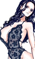 big_breasts bikini black_hair breasts curly_hair curvy curvy_figure female female_only hourglass_figure milf nico_robin one-piece_swimsuit one_piece shellmaru thick